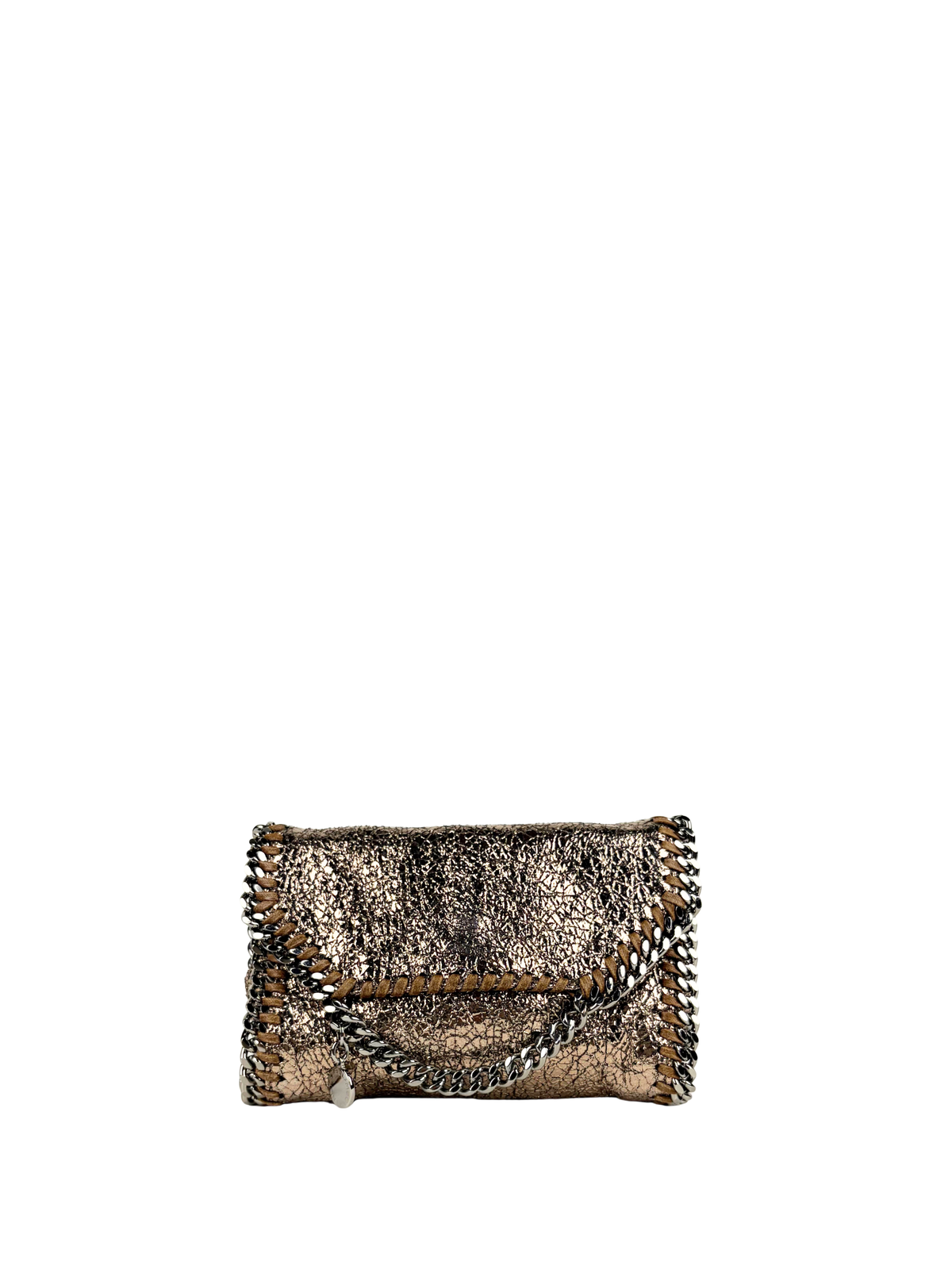 Stella McCartney Falabella Metallic Crackled Cross-Body Flap Bag