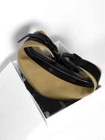 Khaite Augustina Canvas Hobo Bag with Leather trim