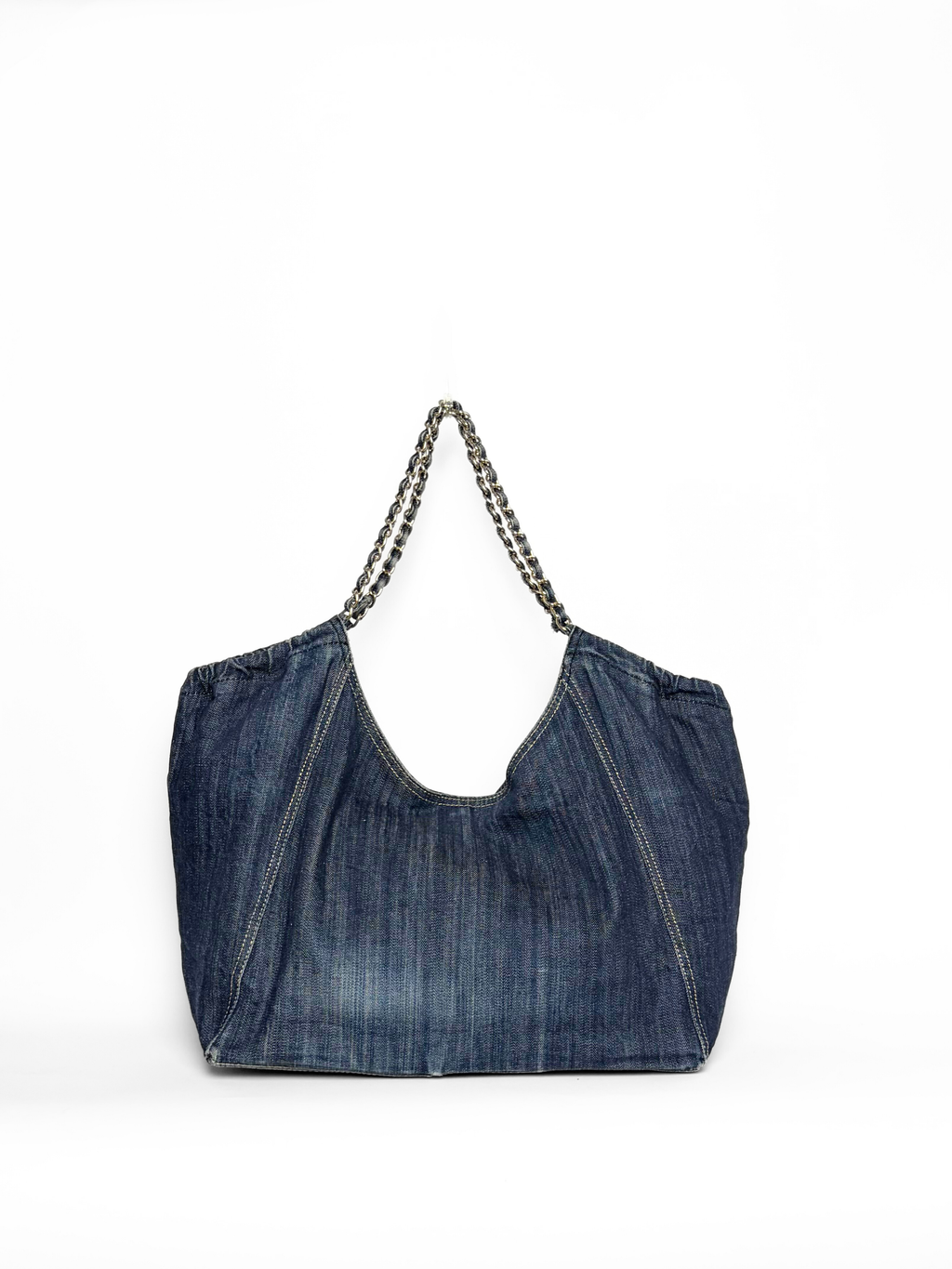 Chanel Coco Cabas Tote Bag Blue Denim with Chain-Link Handles