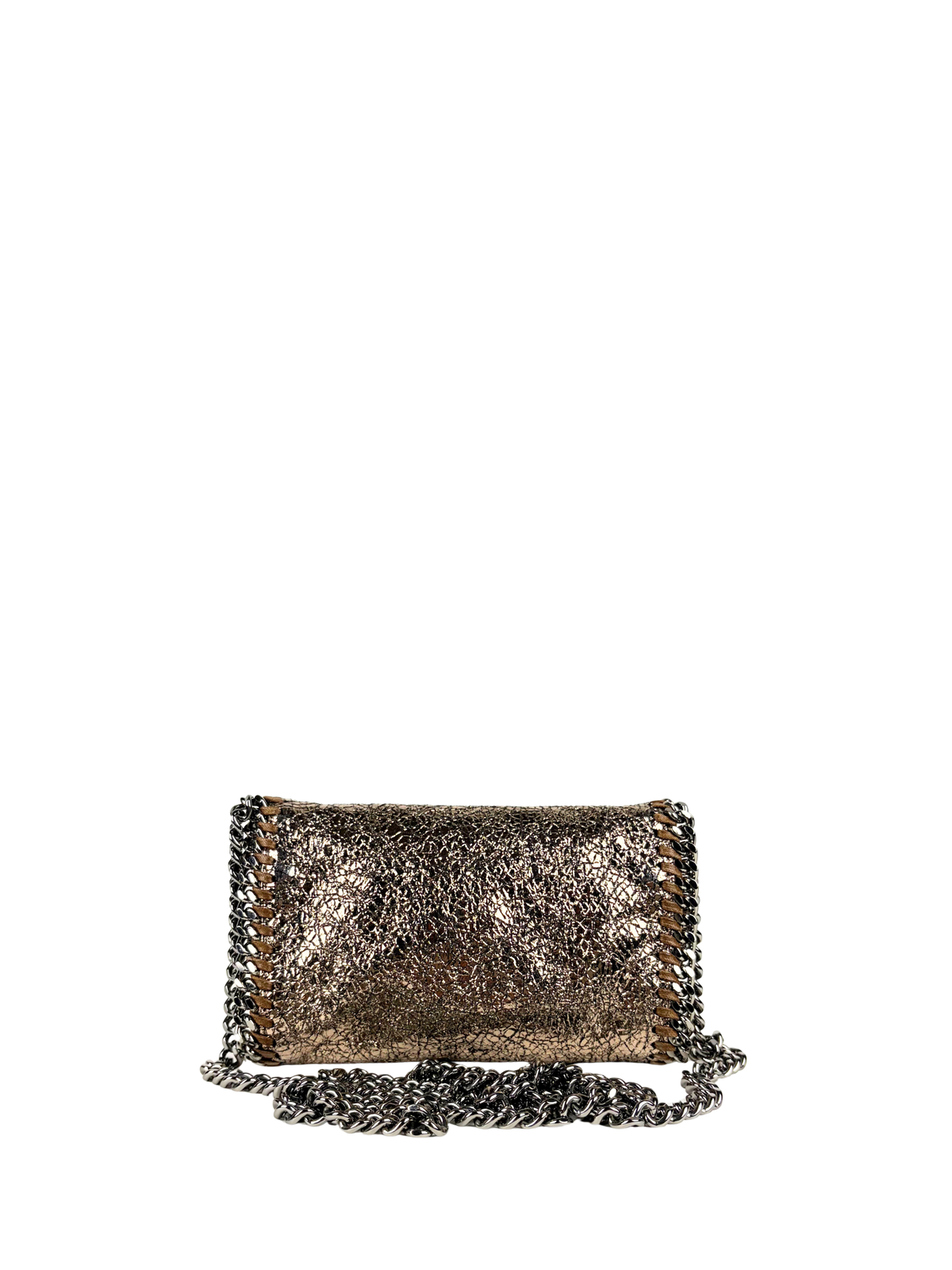 Stella McCartney Falabella Metallic Crackled Cross-Body Flap Bag