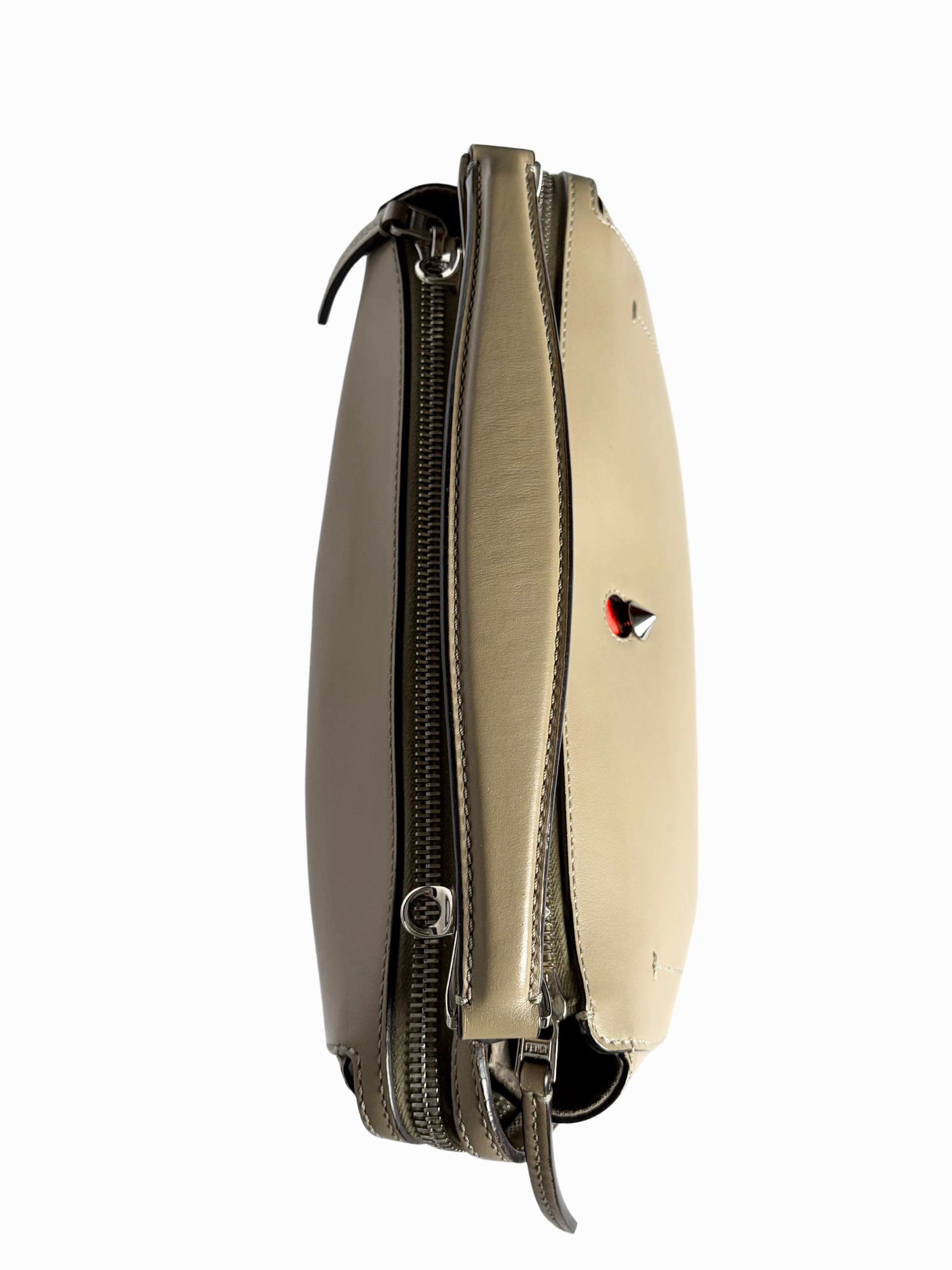 Fendi Dotcom Top Handle Bag in Khaki Leather
