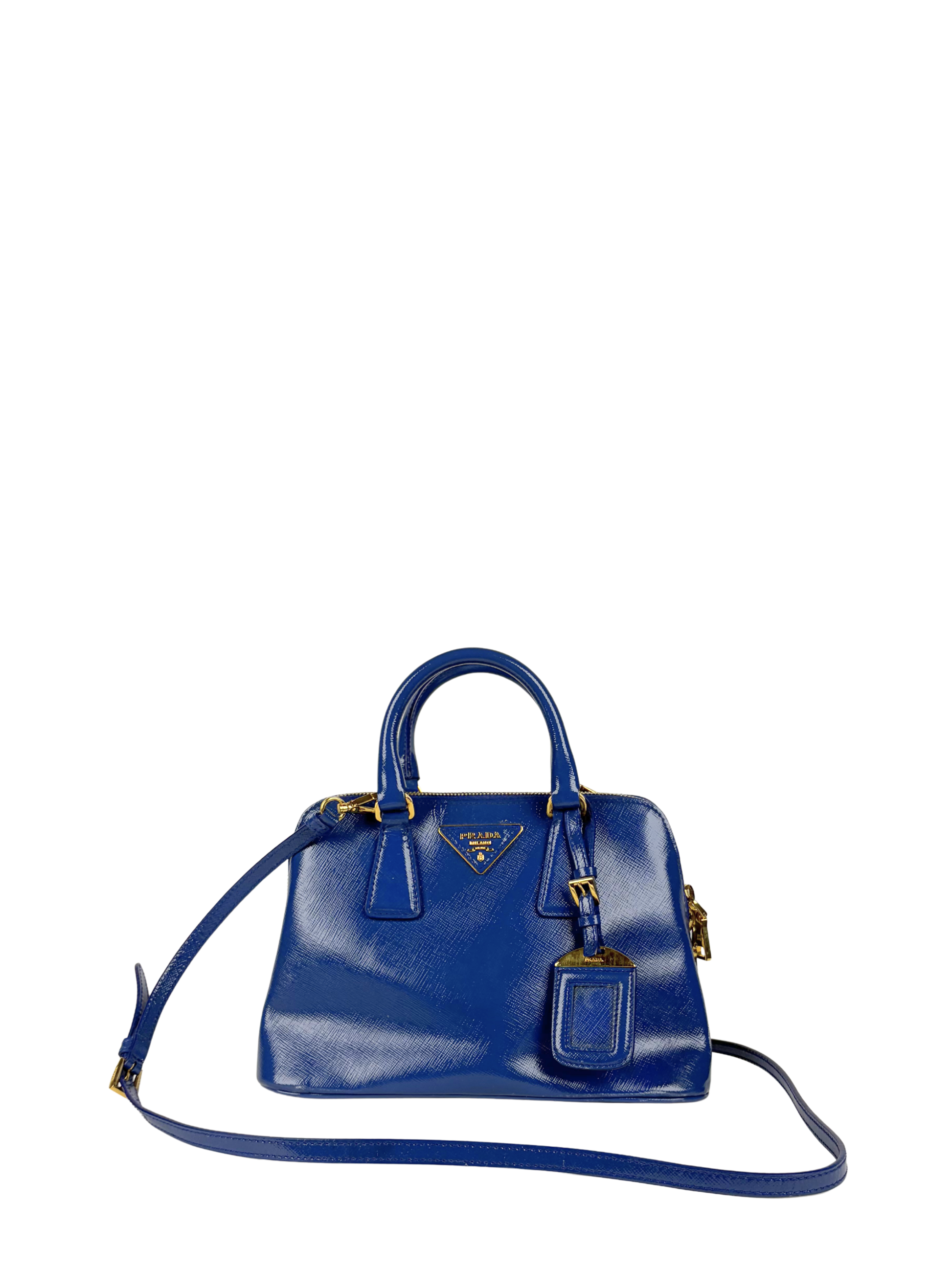 Prada Saffiano Small Promenade Bag in Cobalt Blue