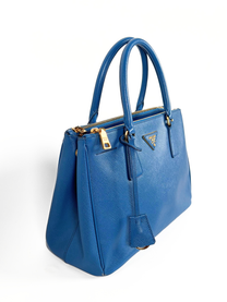 PRADA SAFFIANO LUX GALLERIA DOUBLE-ZIP TOTE BLUE
