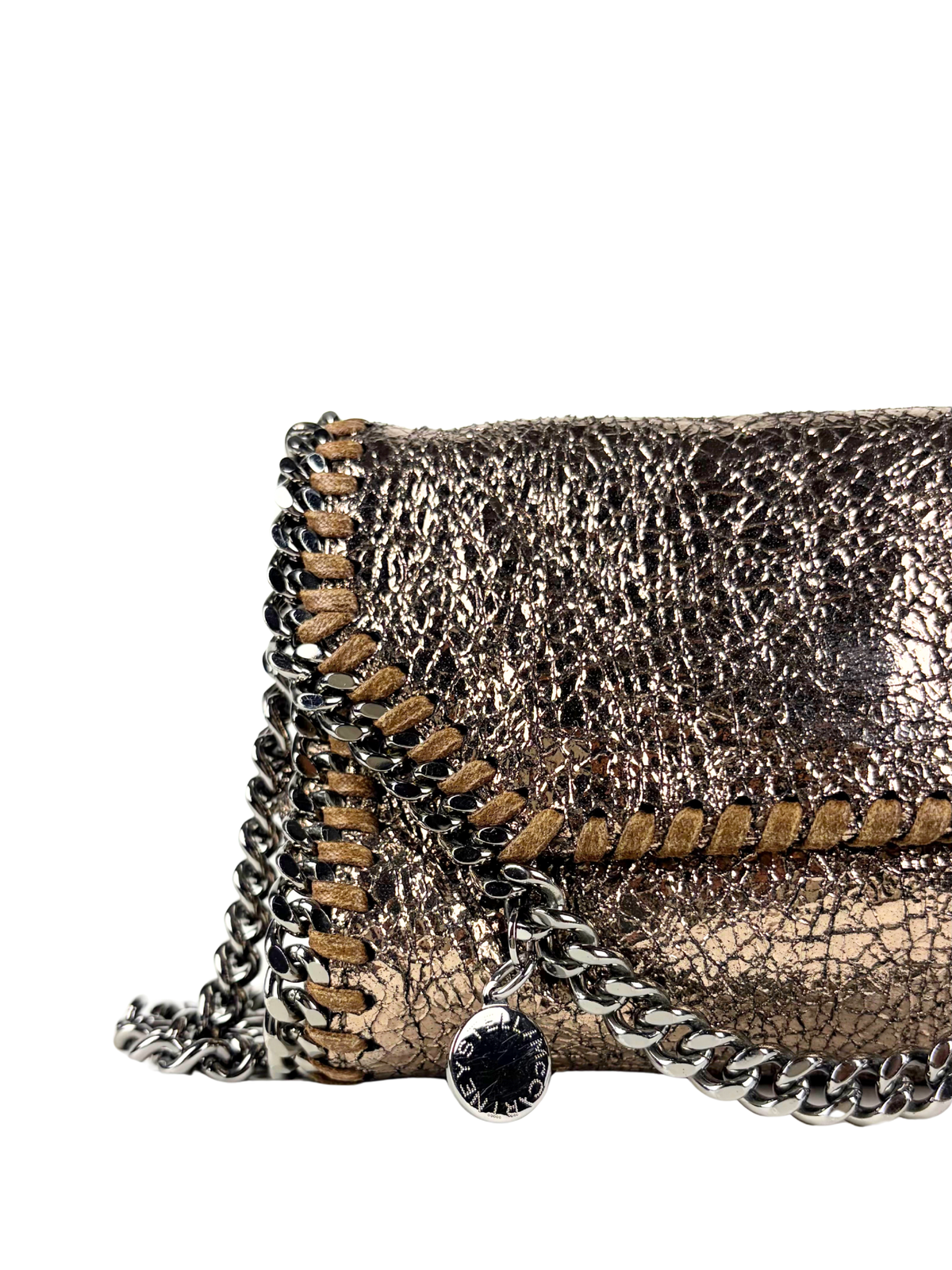 Stella McCartney Falabella Metallic Crackled Cross-Body Flap Bag