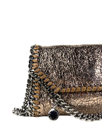 Stella McCartney Falabella Metallic Crackled Cross-Body Flap Bag