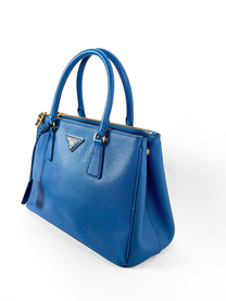 PRADA SAFFIANO LUX GALLERIA DOUBLE-ZIP TOTE BLUE