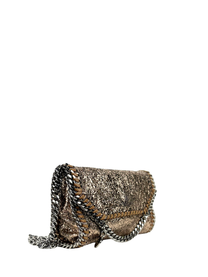 Stella McCartney Falabella Metallic Crackled Cross-Body Flap Bag