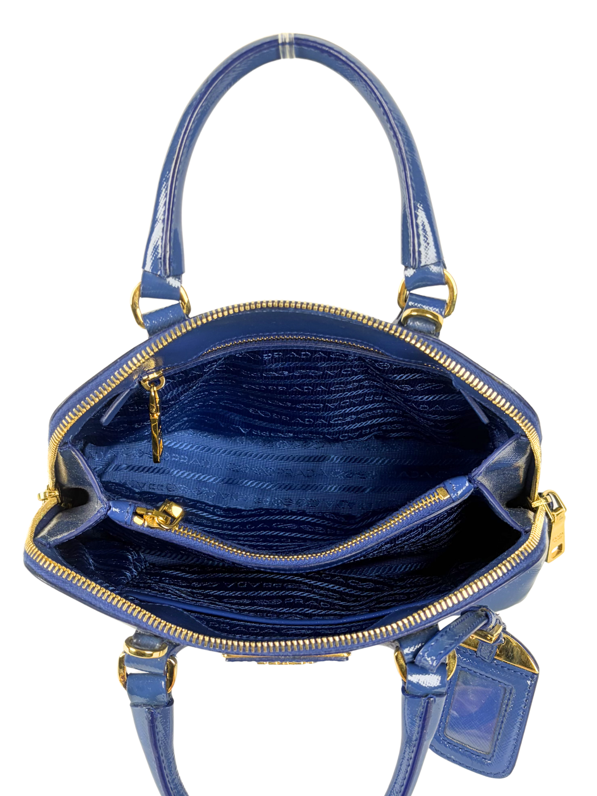Prada Saffiano Small Promenade Bag in Cobalt Blue