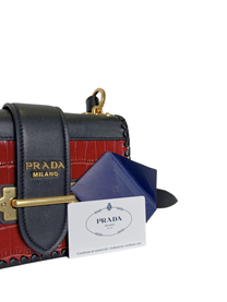 Prada Cahier Flap Bag in Red Croco-Embossed Leather