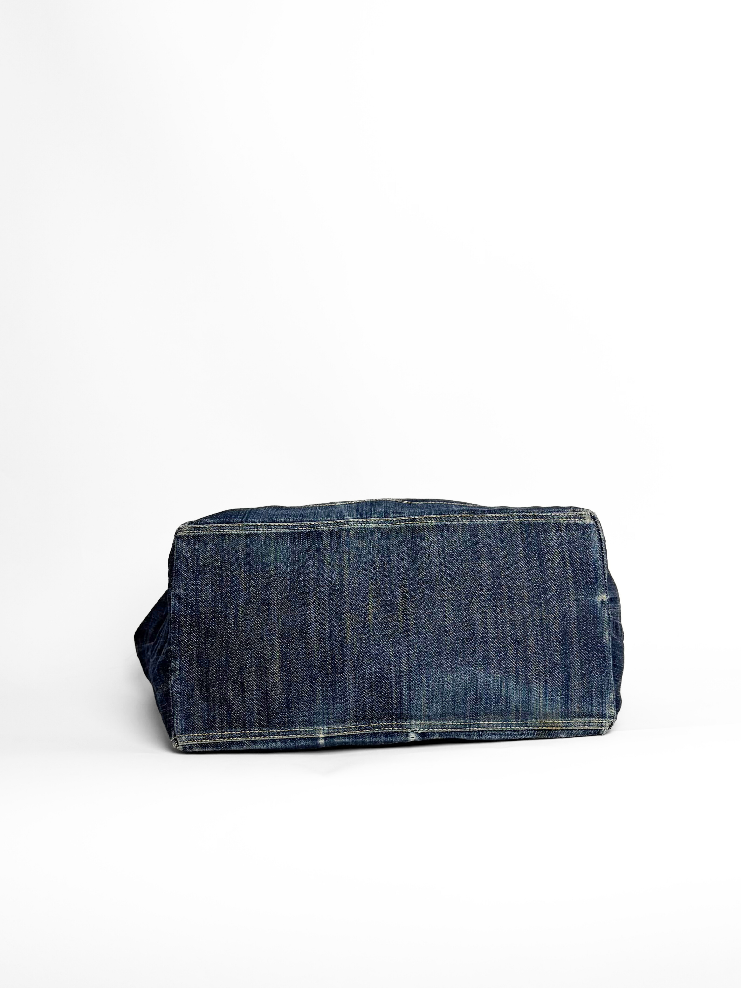 Chanel Coco Cabas Tote Bag Blue Denim with Chain-Link Handles