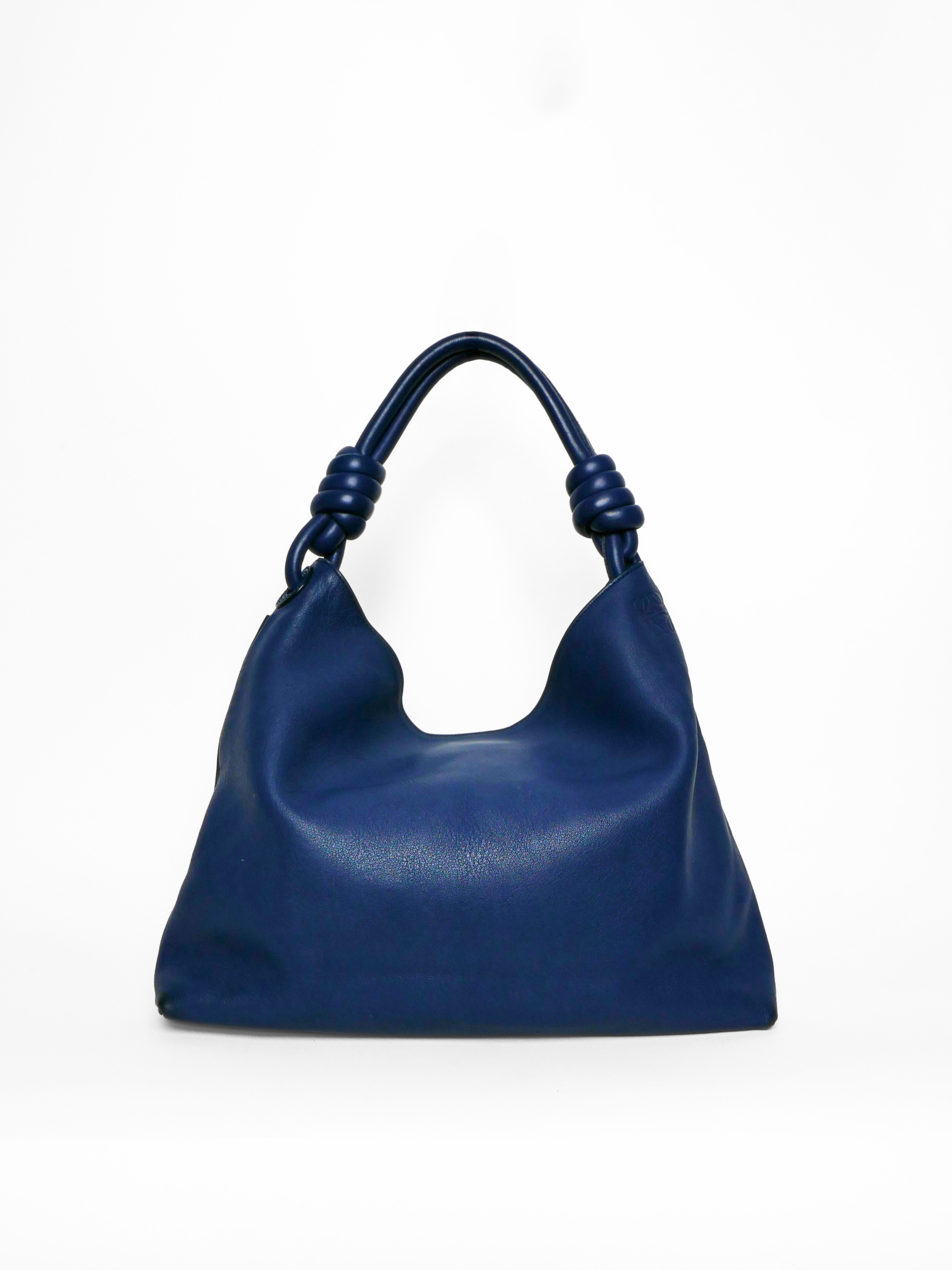 Loewe Flamenco Knot Blue Leather Shoulder Bag