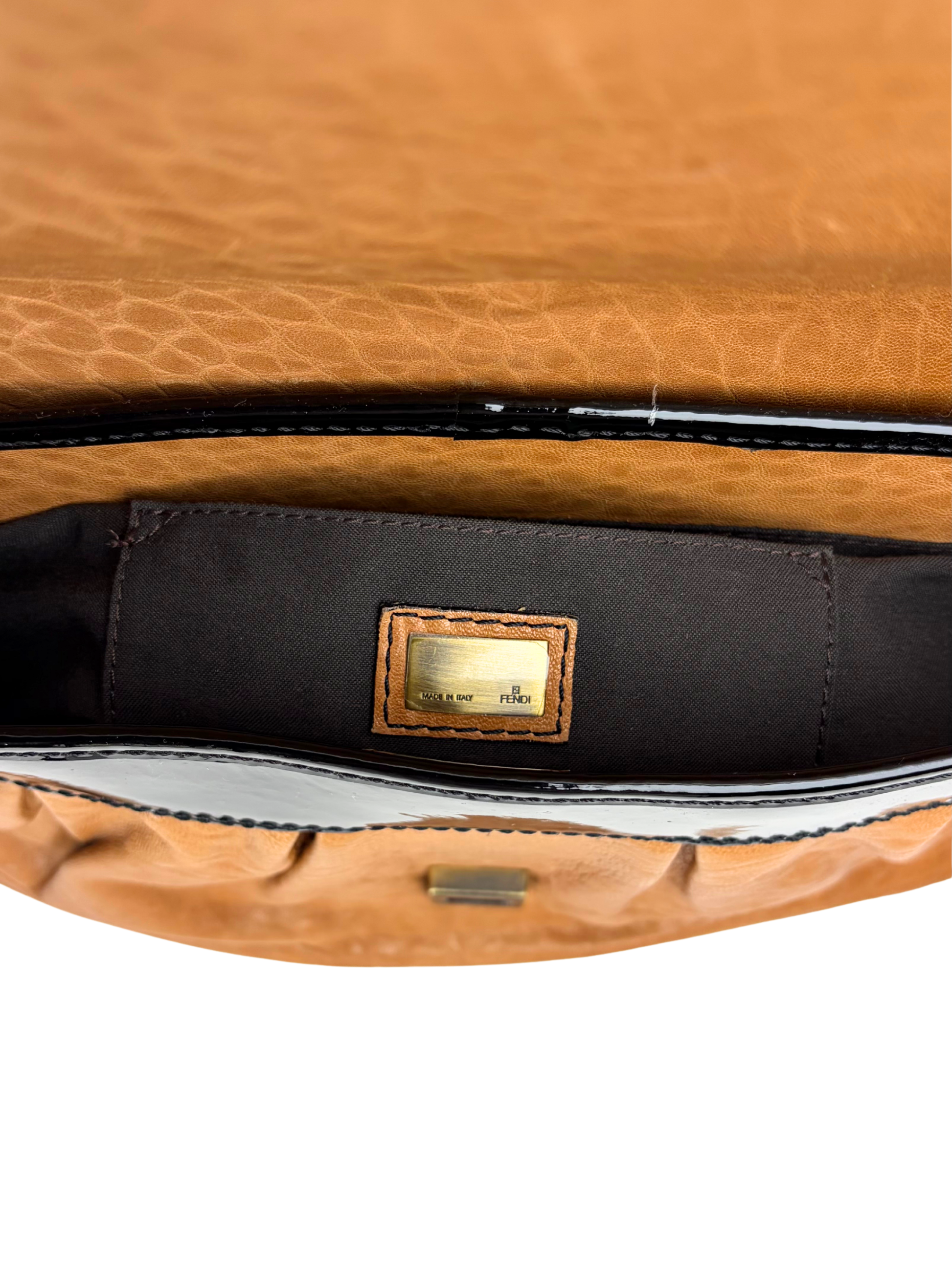 Fendi Cognac &amp; Patent Leather B Bag