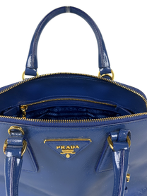 Prada Saffiano Small Promenade Bag in Cobalt Blue