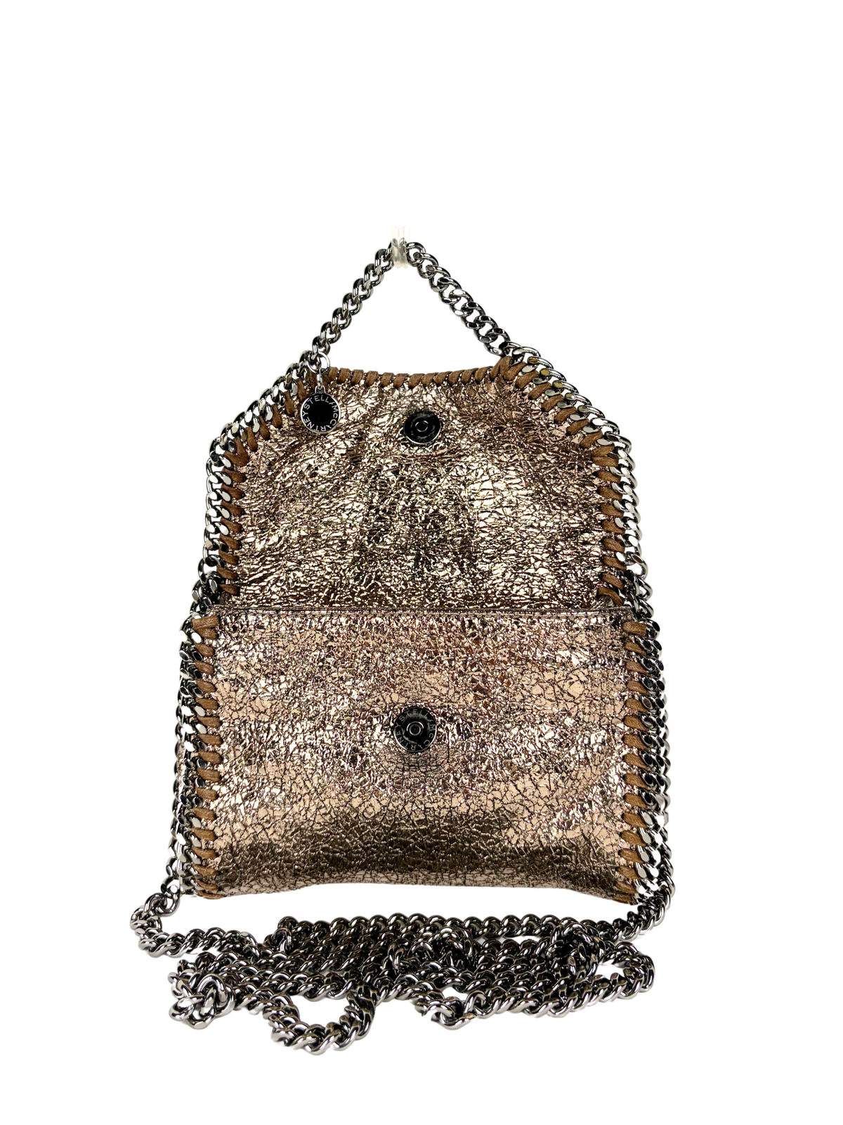 Stella McCartney Falabella Metallic Crackled Cross-Body Flap Bag