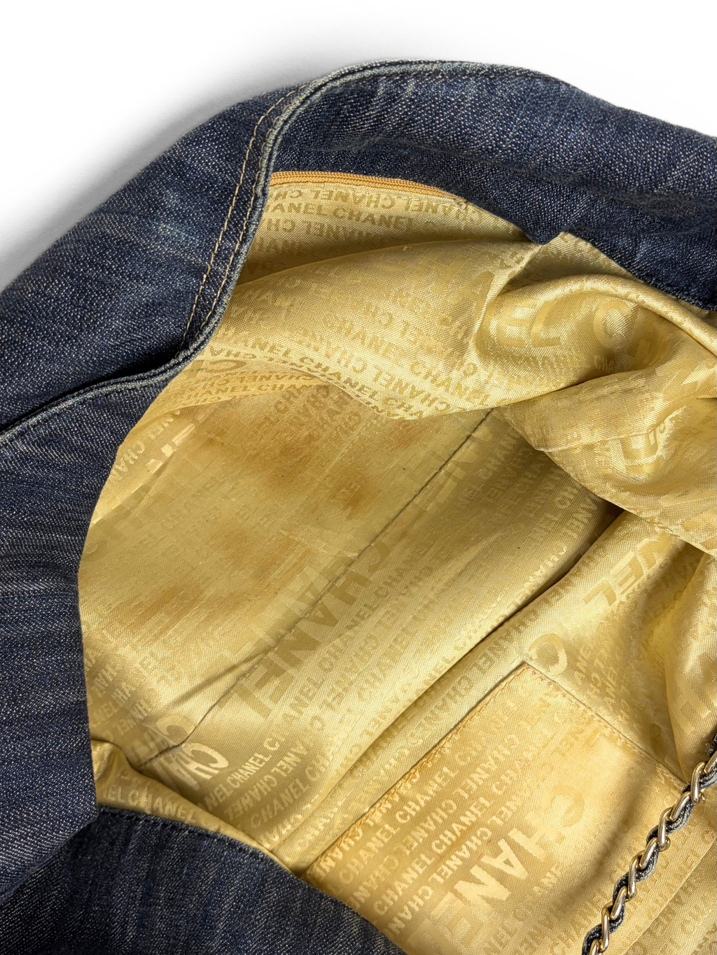 Chanel Coco Cabas Tote Bag Blue Denim with Chain-Link Handles