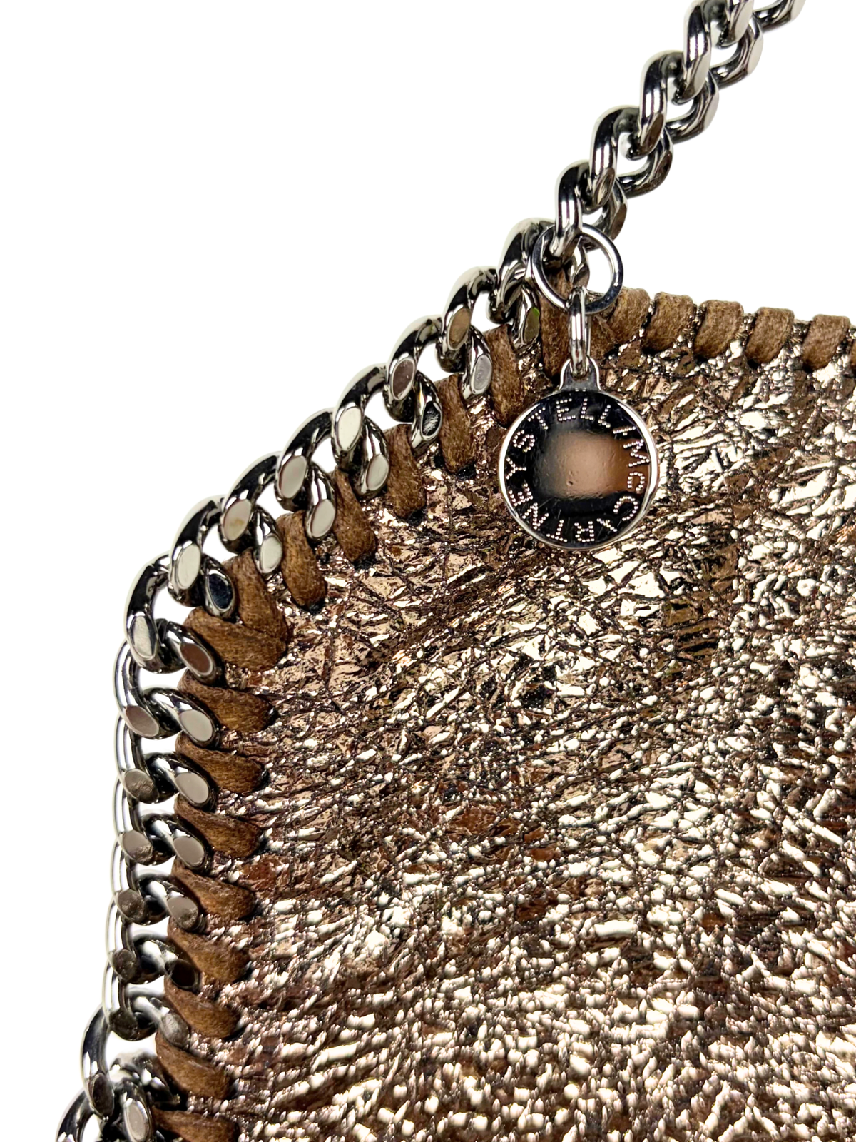 Stella McCartney Falabella Metallic Crackled Cross-Body Flap Bag