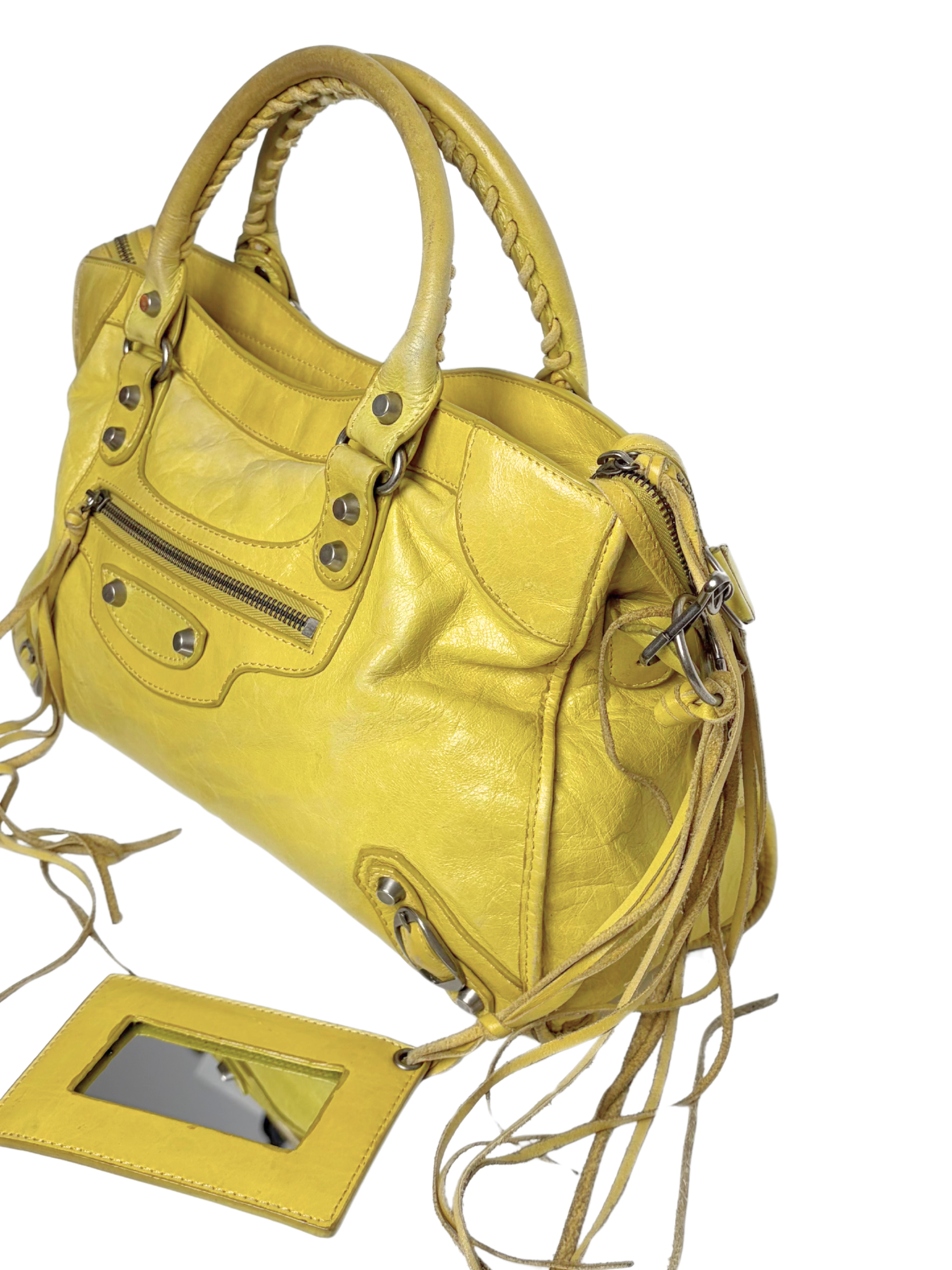 Vintage Balenciaga City Bag in Yellow Leather