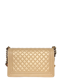 Chanel Boy Bag Medium Quilted Lambskin Beige with Gold Hardware