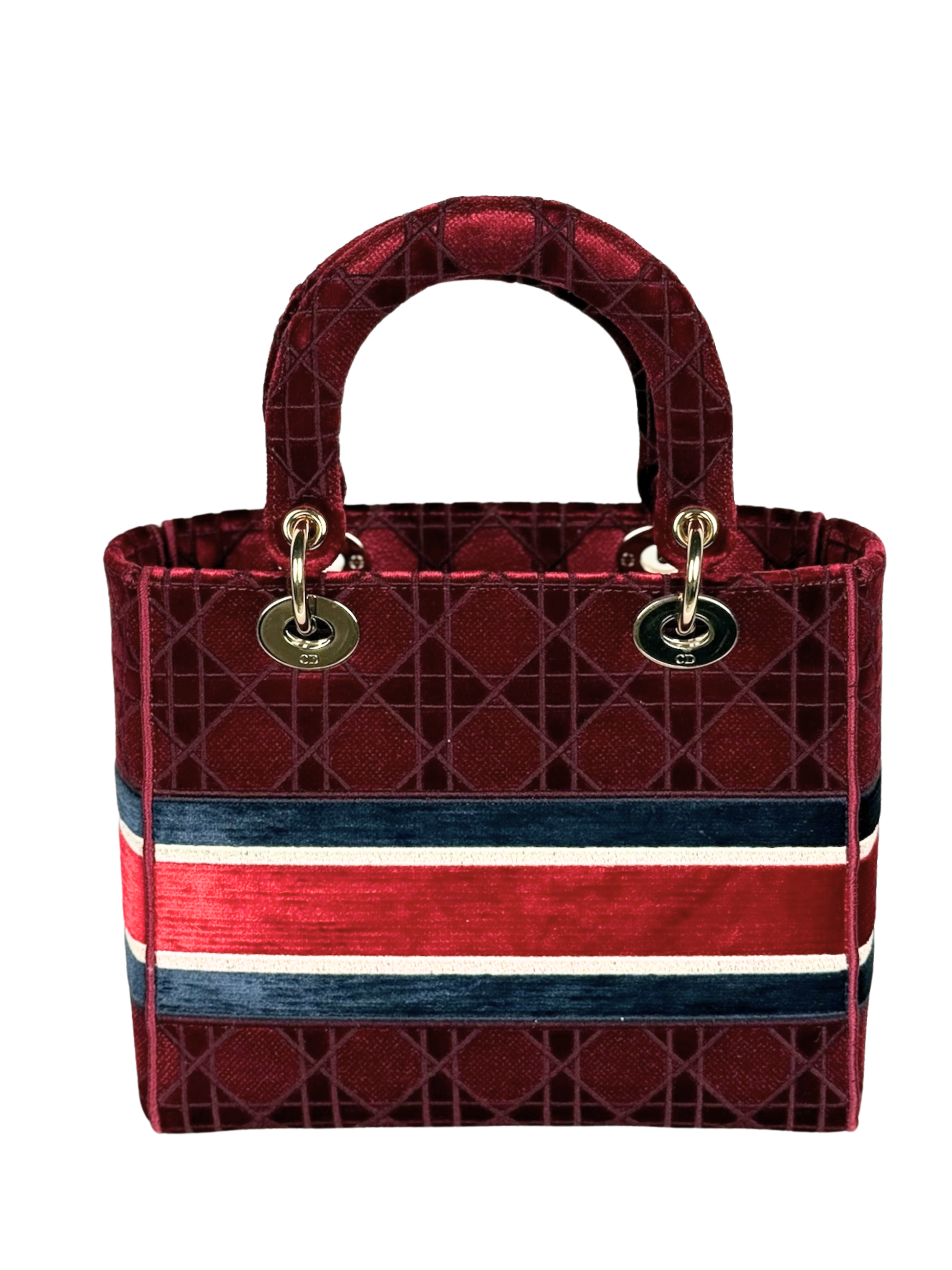 CHRISTIAN DIOR LADY D-LITE BURGUNDY VELVET LIMITED EDITION