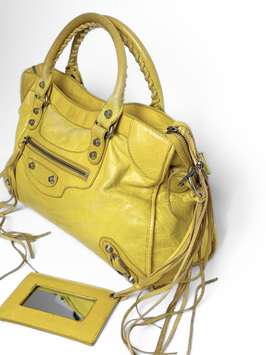 Vintage Balenciaga City Bag in Yellow Leather