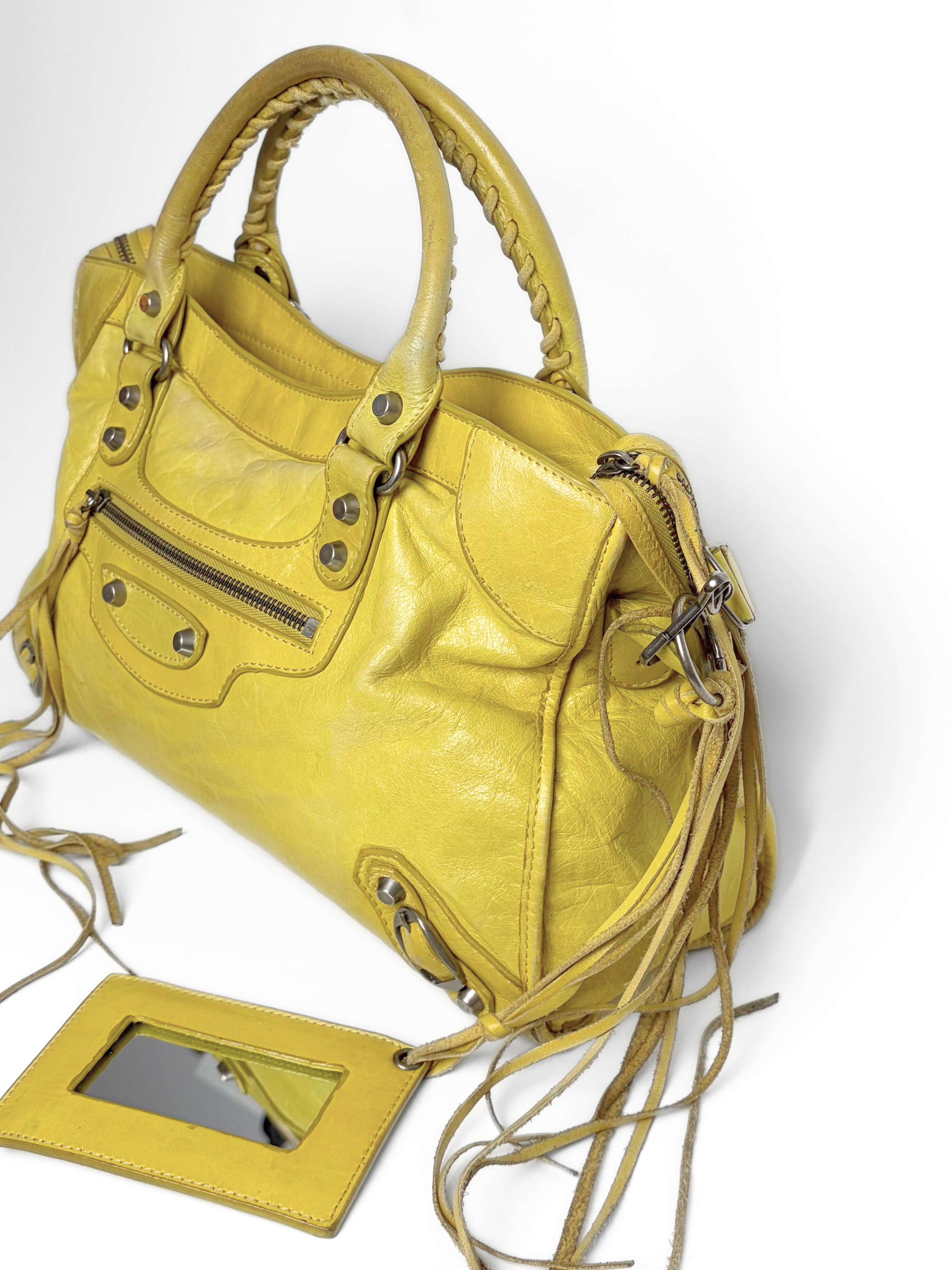 Vintage Balenciaga City Bag in Yellow Leather