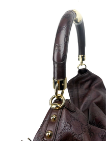 Vintage Gucci Babushka Indy Hobo Bag in Embossed Guccisima Leather &amp; Bamboo Tassels