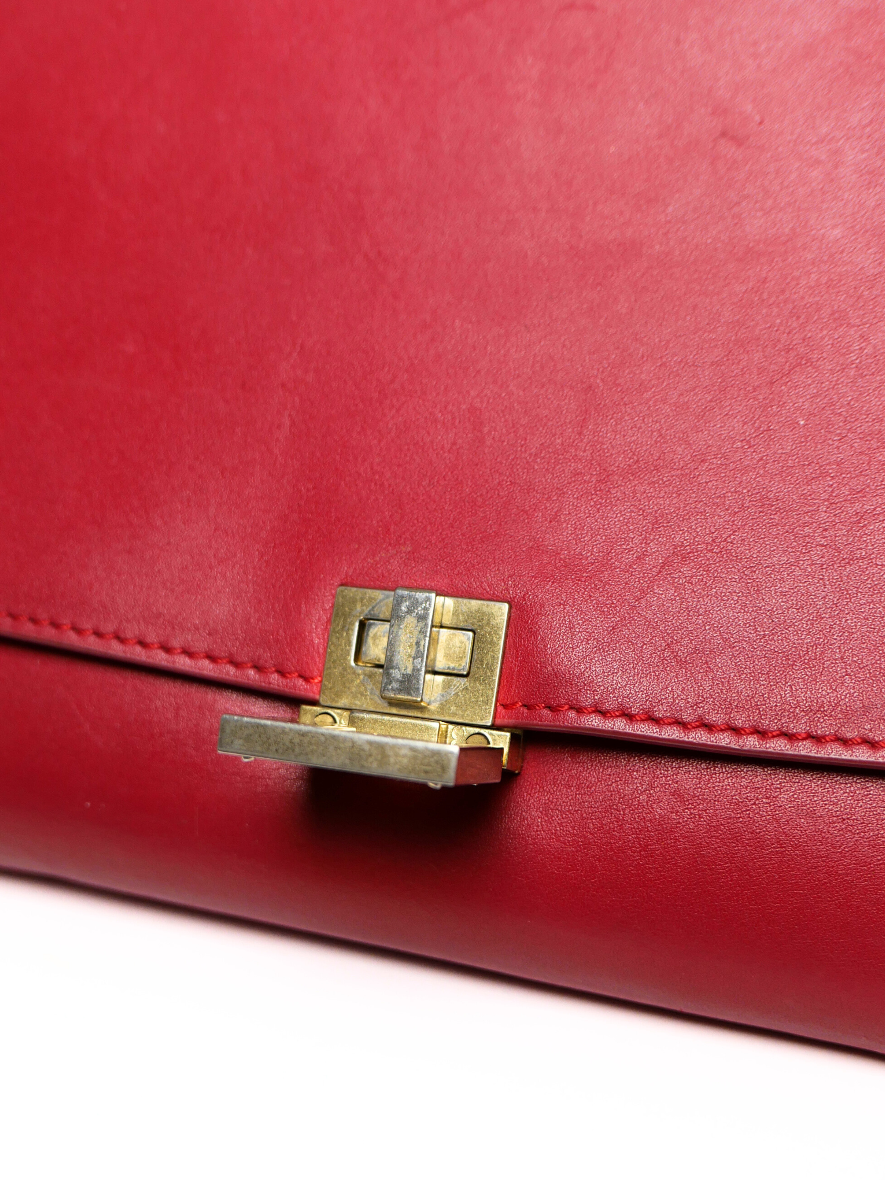 Celine Trapeze Bag in Red Leather with Suede Wings
