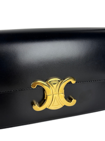 Celine Triomphe Shoulder Bag in Black Shiny Calfskin