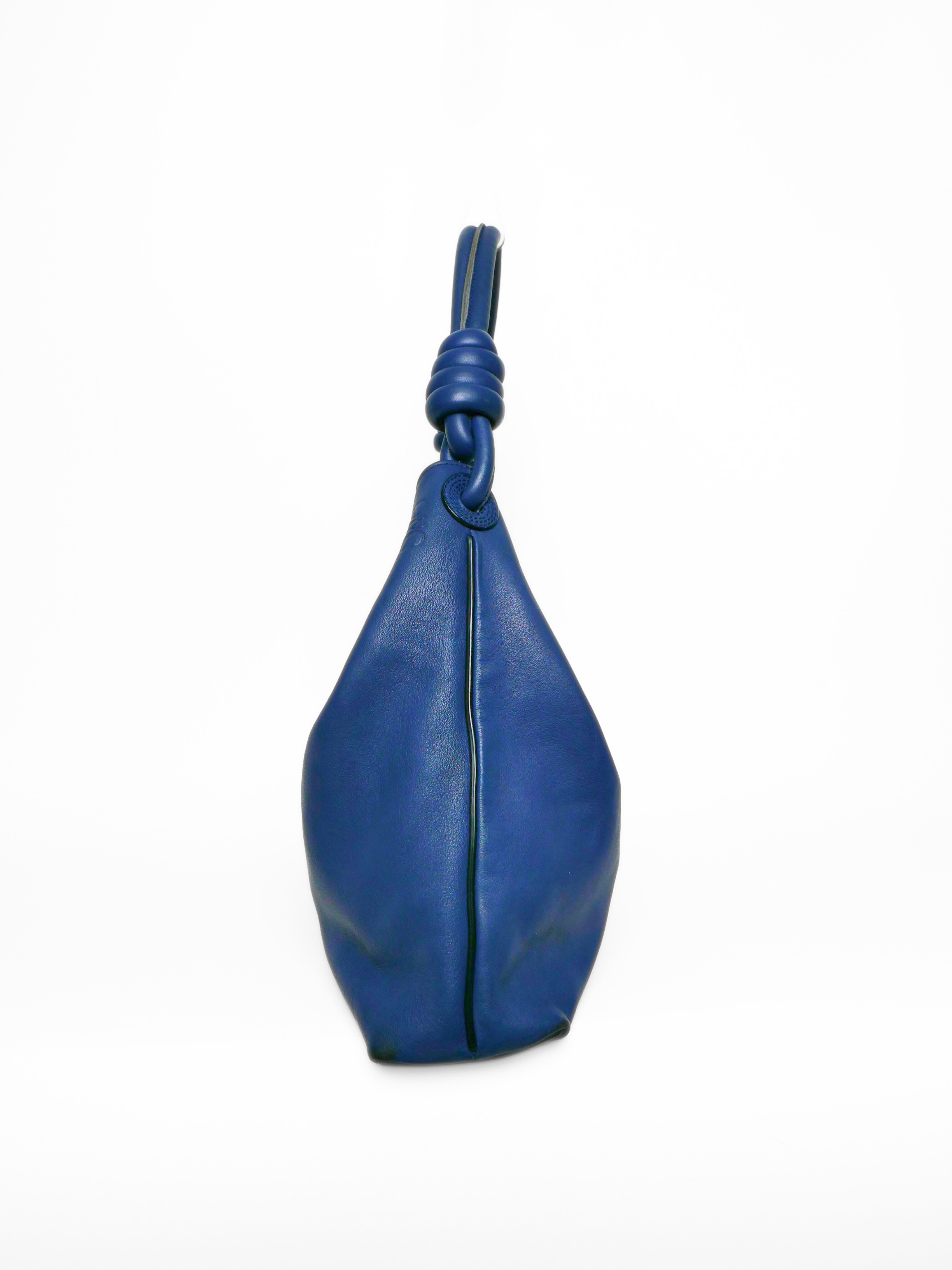 Loewe Flamenco Knot Blue Leather Shoulder Bag