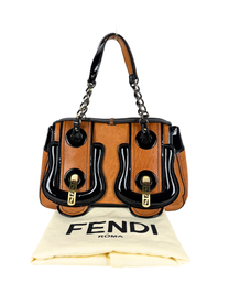 Fendi Cognac &amp; Patent Leather B Bag