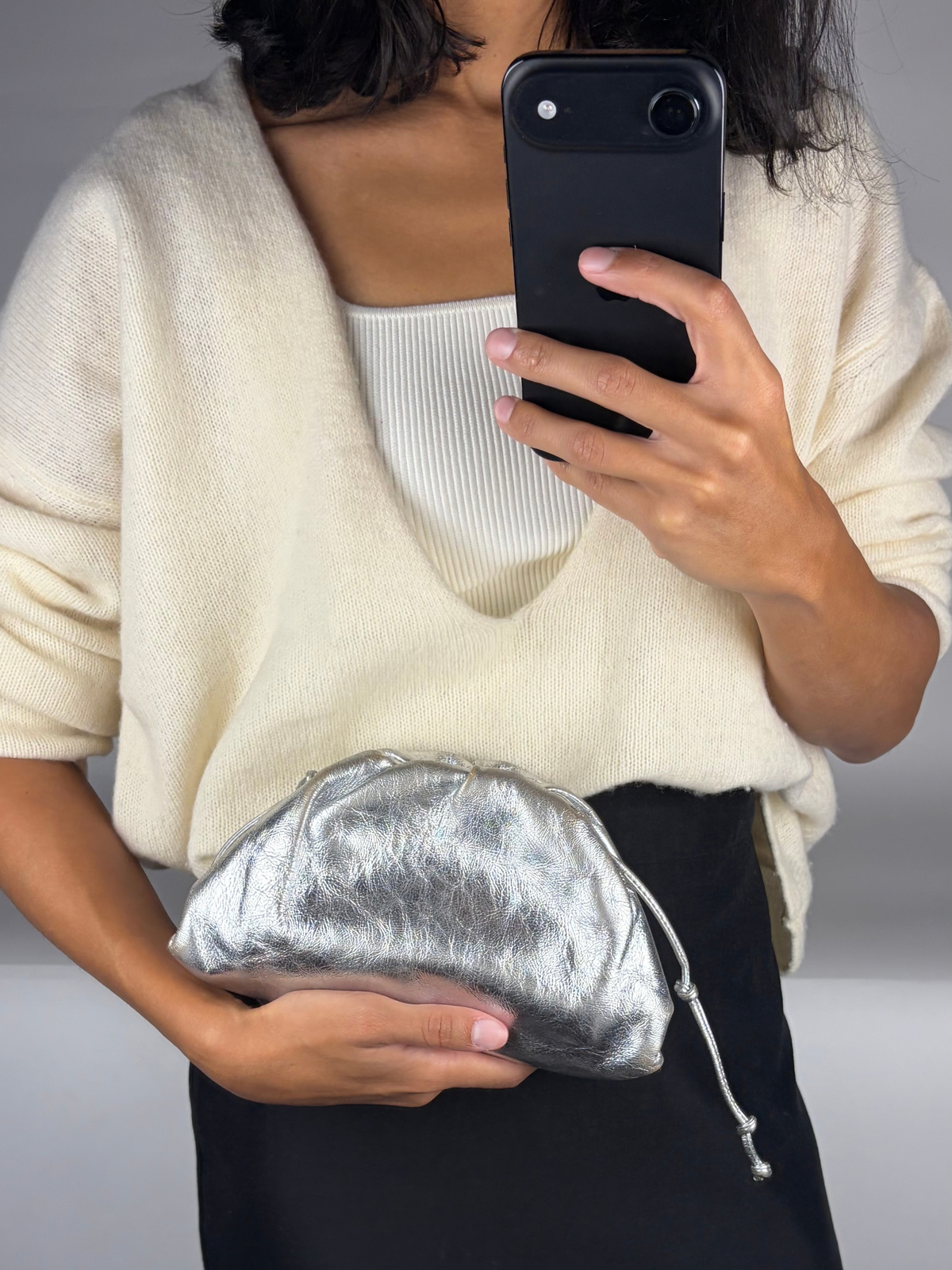Bottega Veneta Mini Pouch Metallic Leather Bag