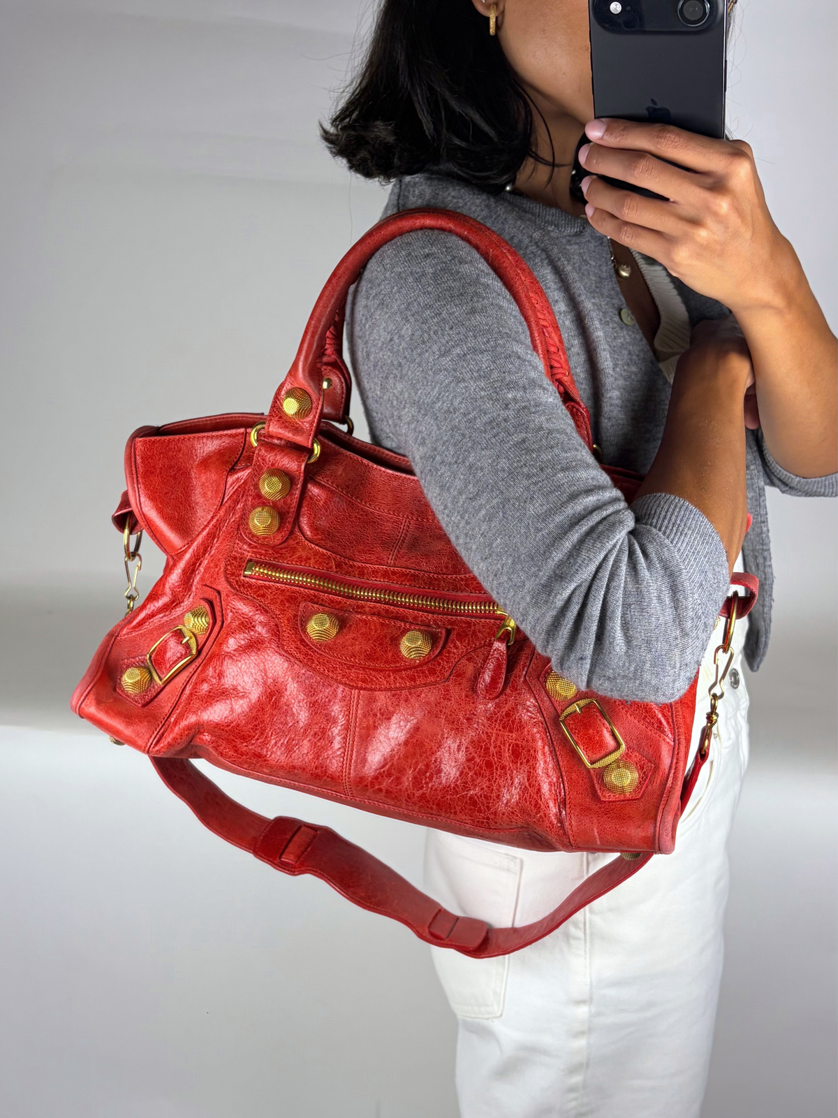 Vintage Balenciaga Red Giant 21 City Bag