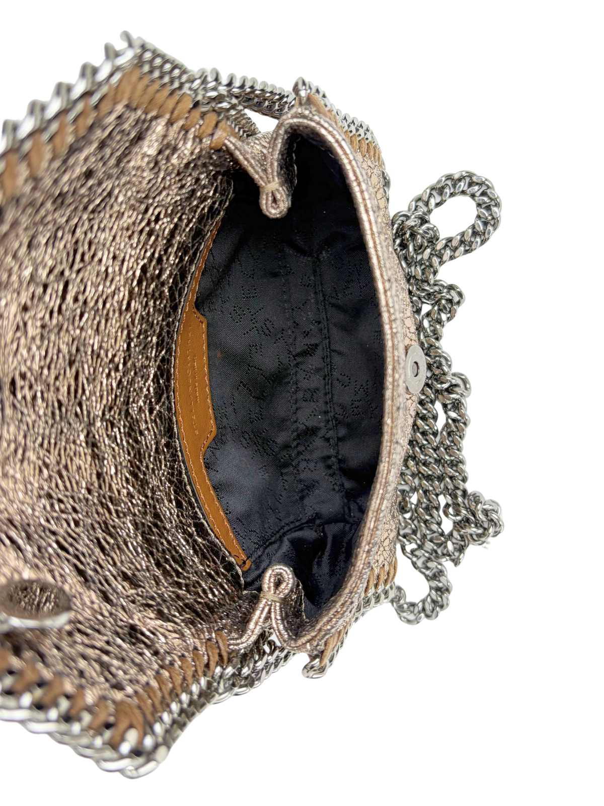 Stella McCartney Falabella Metallic Crackled Cross-Body Flap Bag