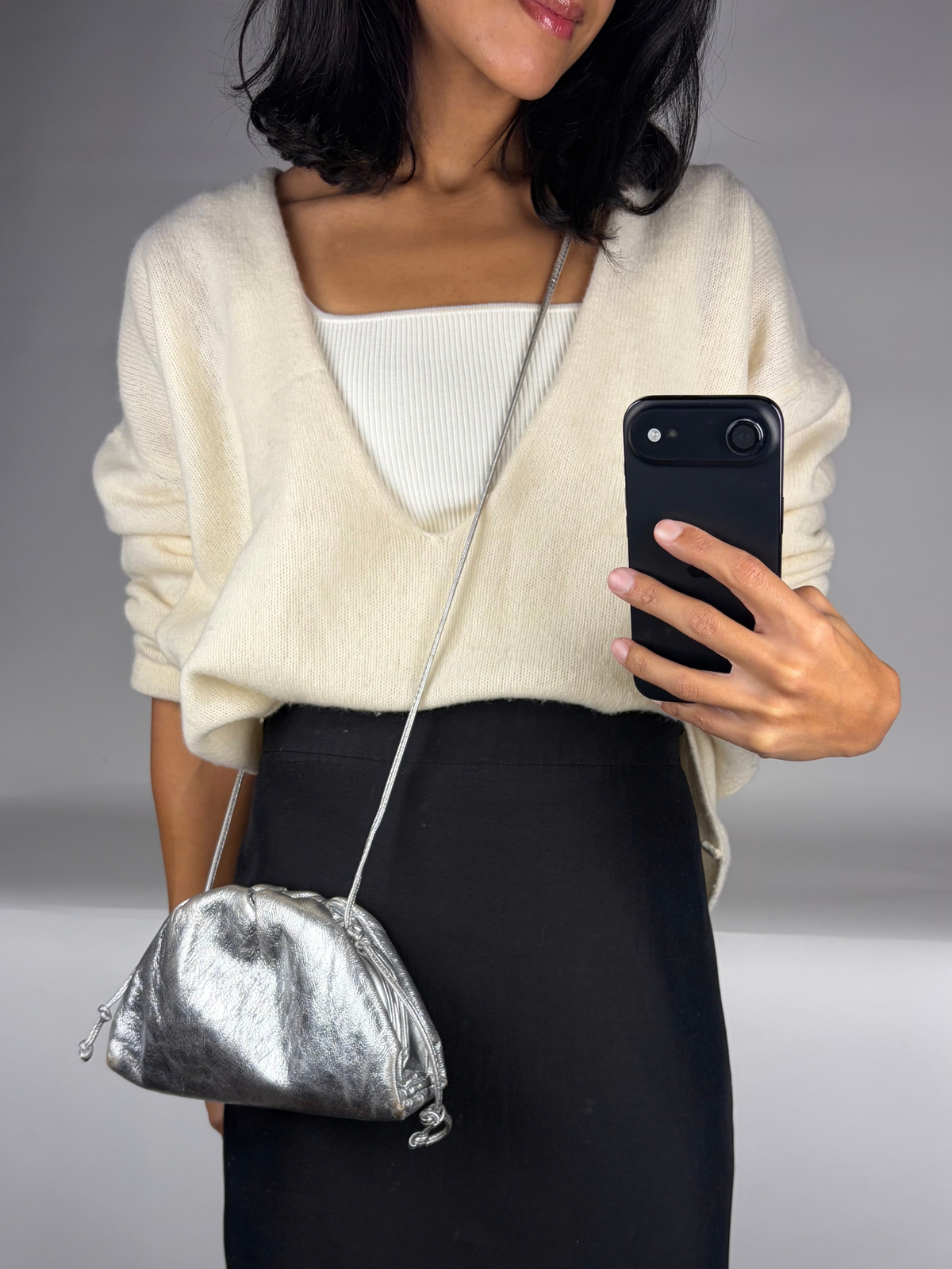 Bottega Veneta Mini Pouch Metallic Leather Bag