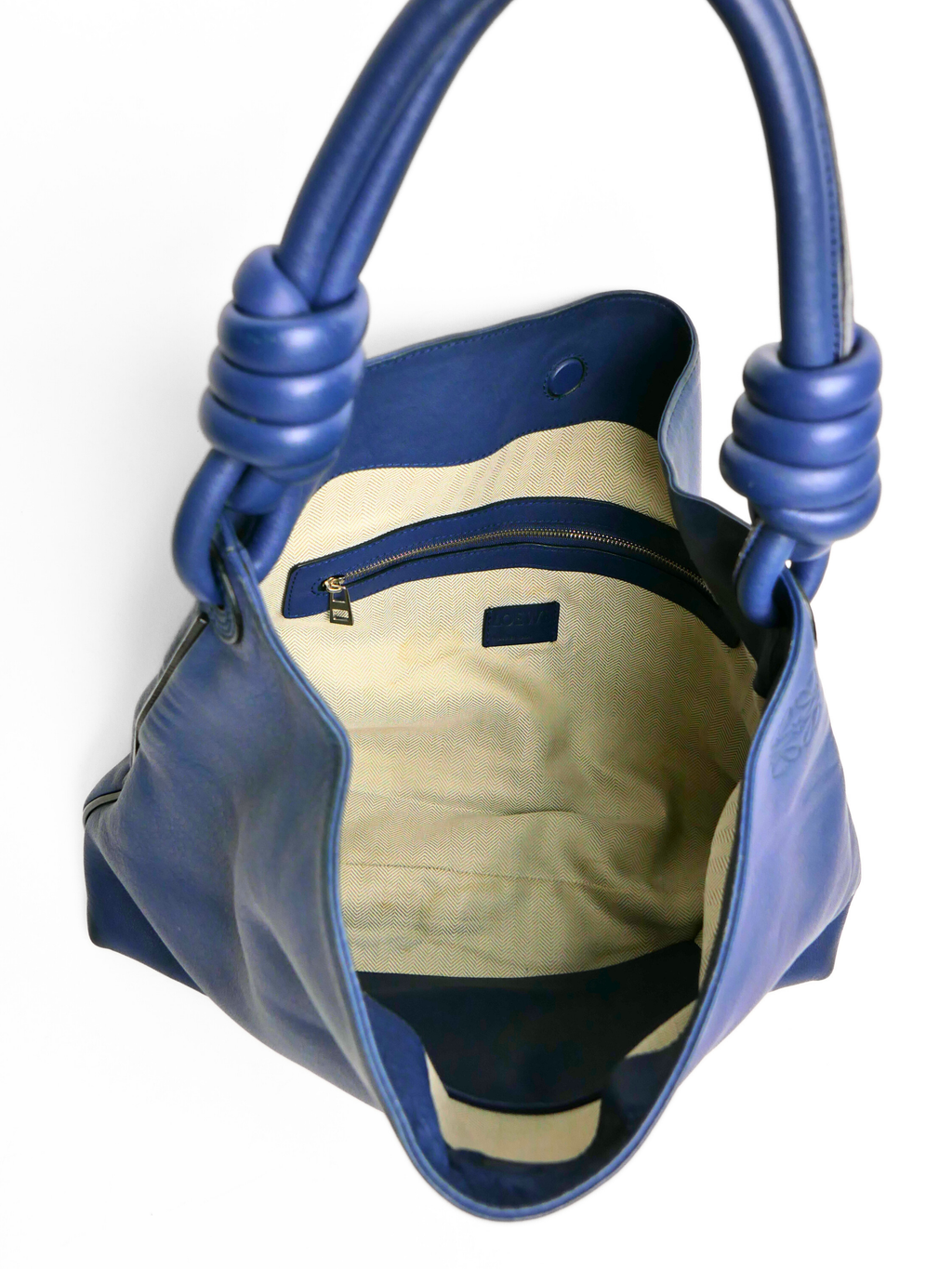 Loewe Flamenco Knot Blue Leather Shoulder Bag