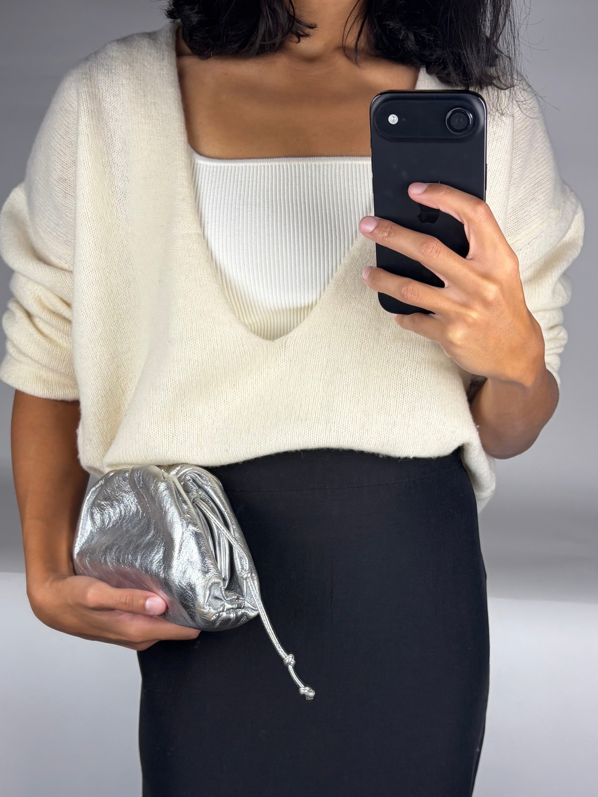 Bottega Veneta Mini Pouch Metallic Leather Bag