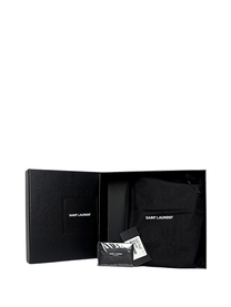 Saint Laurent Black Sunset Medium Shiny Croc-Embossed Shoulder Bag