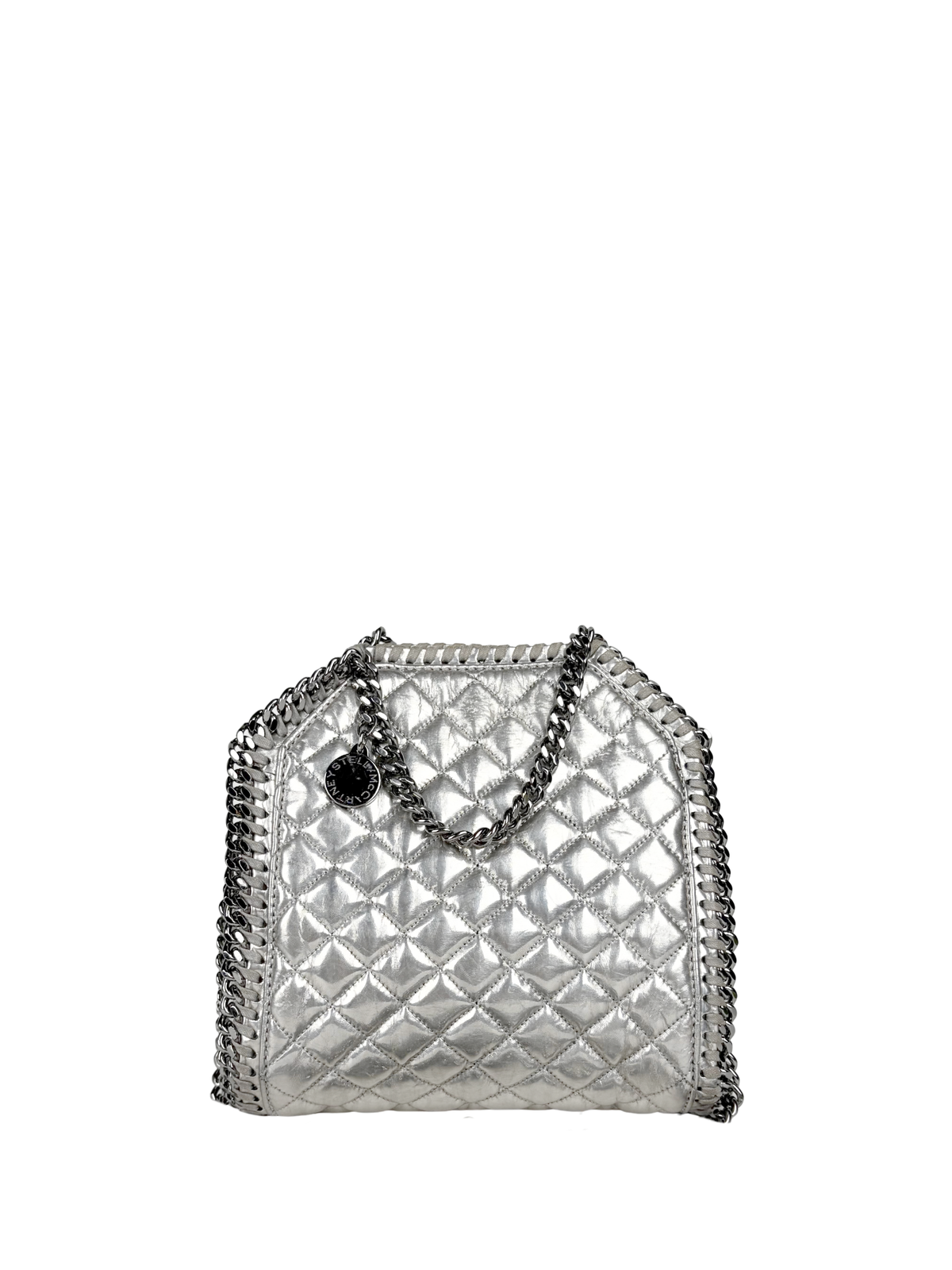 Stella McCartney Falabella Metallic Silver Quilted Mini Tote