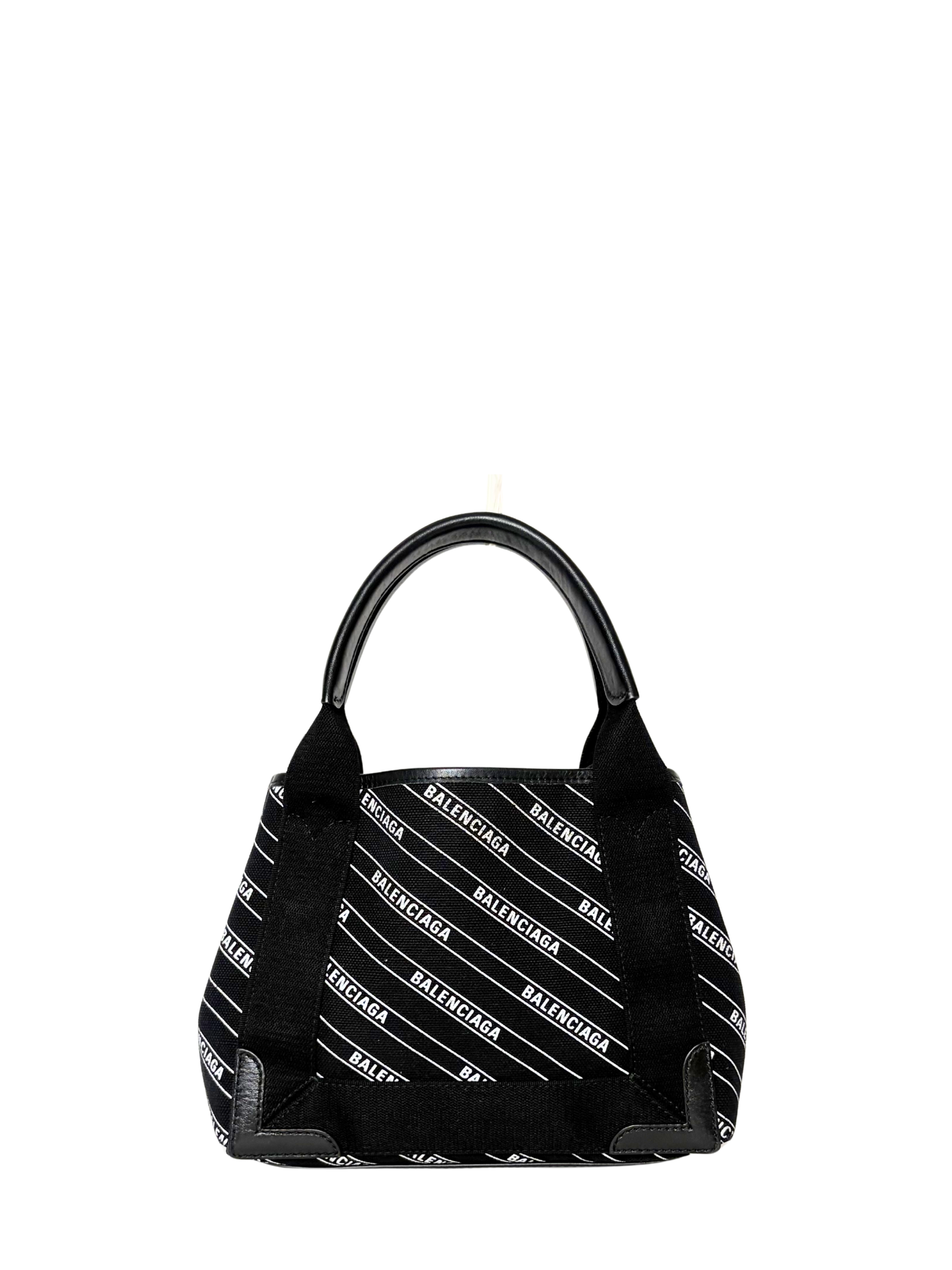 Balenciaga Canvas Logo Print Navy Cabas XS Black White
