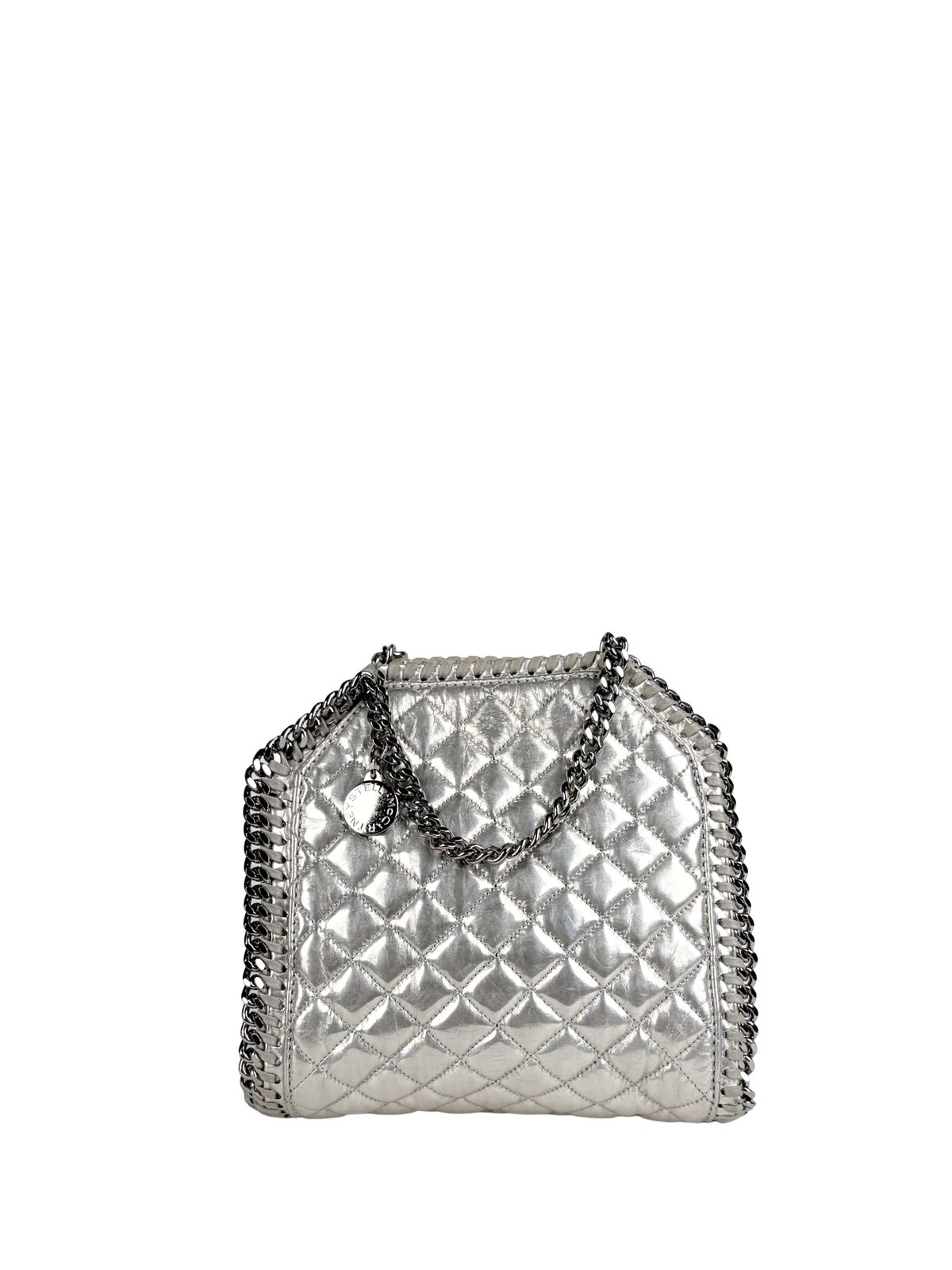 Stella McCartney Falabella Metallic Silver Quilted Mini Tote