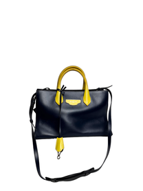 Balenciaga Padlock Nude Work Bag Navy/Yellow Leather