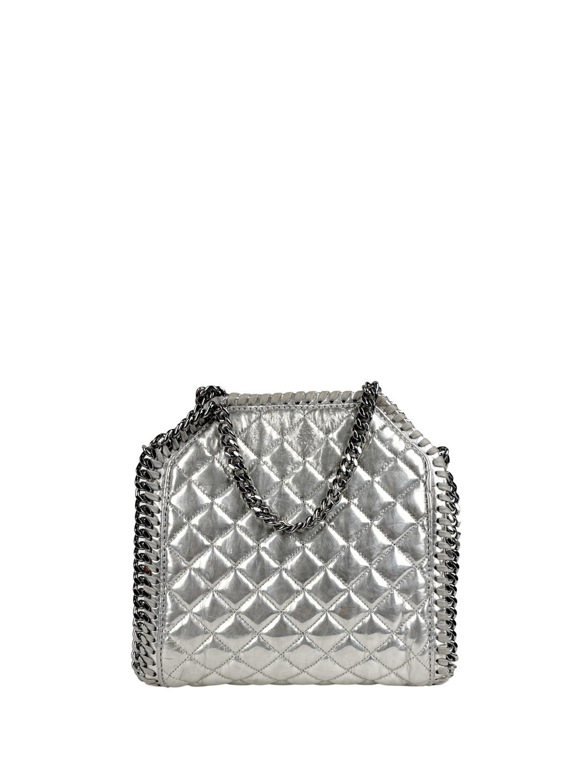 Stella McCartney Falabella Metallic Silver Quilted Mini Tote