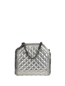 Stella McCartney Falabella Metallic Silver Quilted Mini Tote
