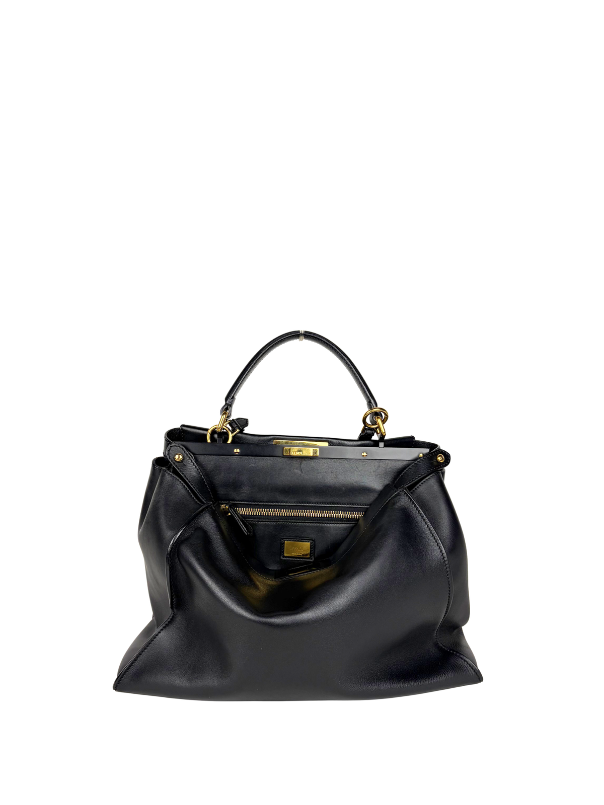 Fendi Black Calfskin Medium Peekaboo Bag