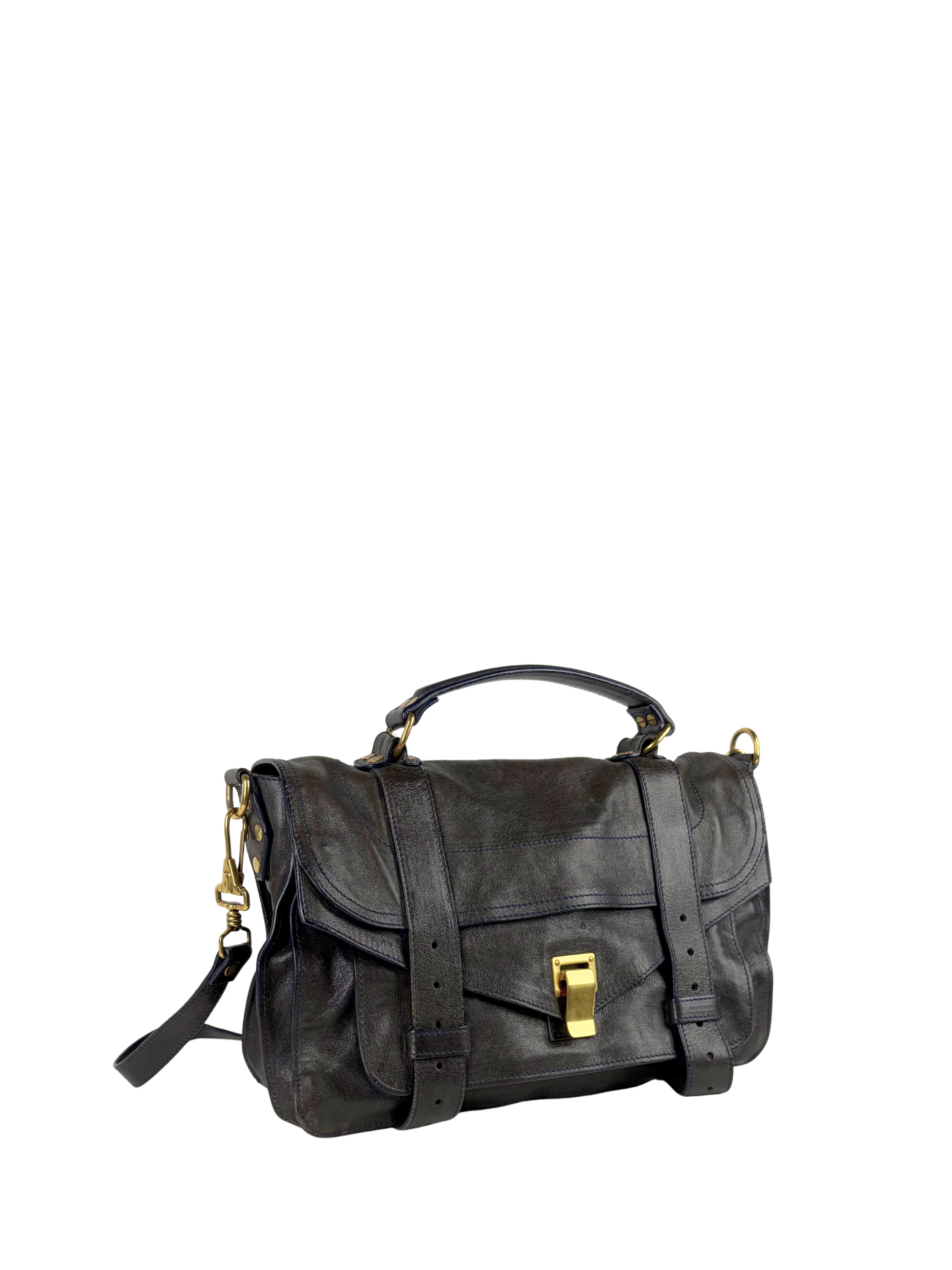 Proenza Schouler PS1 Medium Satchel Bag in Midnight Navy/Black