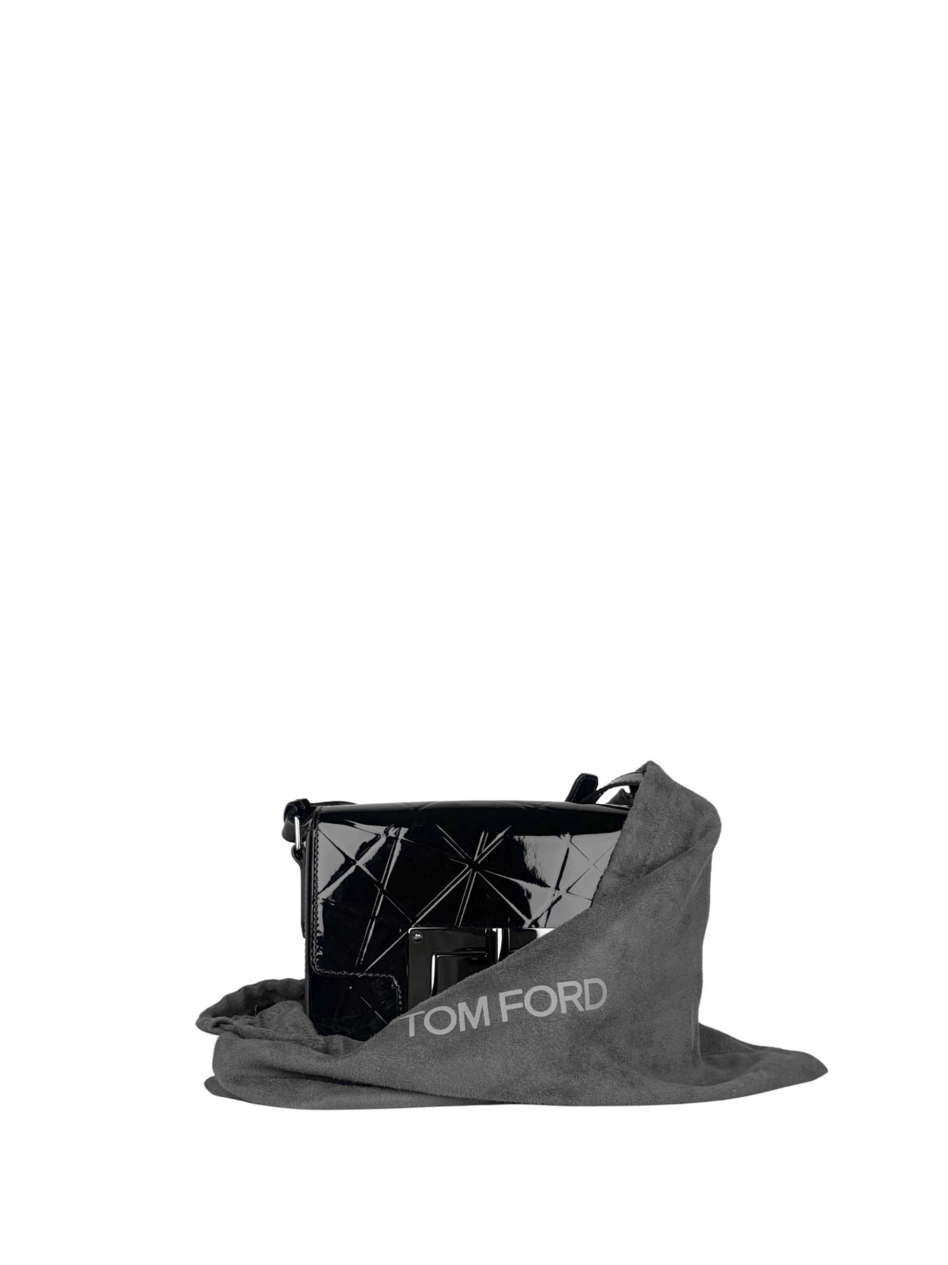 Tom Ford Black Geometric Patent Leather Natalia Bag