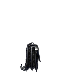 Saint Laurent Black Sunset Medium Shiny Croc-Embossed Shoulder Bag