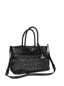 Miu Miu Black Matelassé Leather Tote