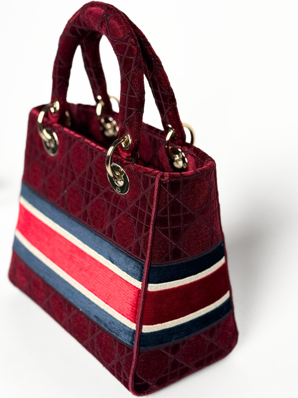 CHRISTIAN DIOR LADY D-LITE BURGUNDY VELVET LIMITED