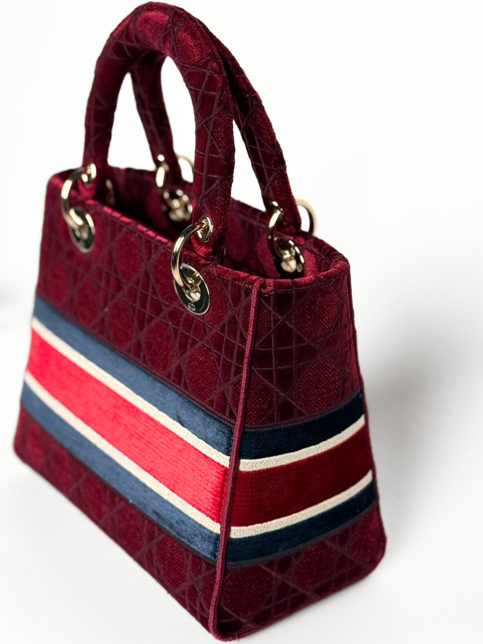 CHRISTIAN DIOR LADY D-LITE BURGUNDY VELVET LIMITED